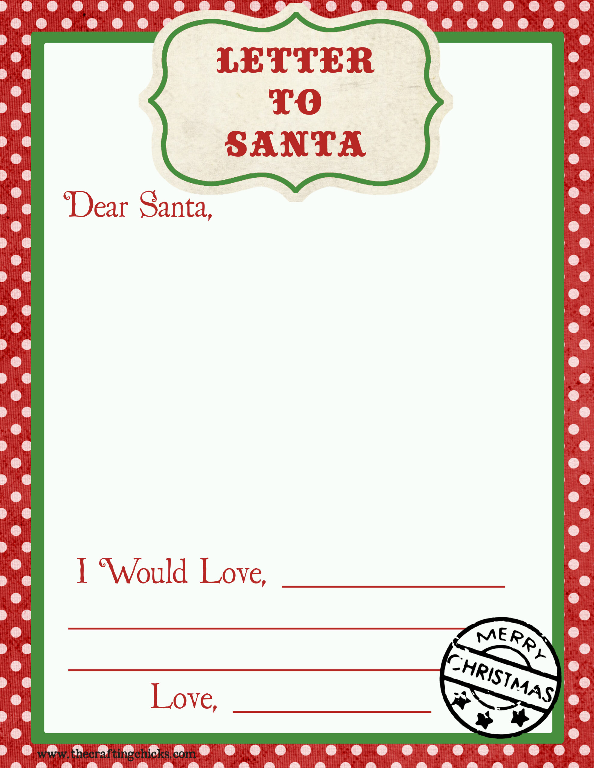 Letter To Santa Free Printable Download pertaining to Letter to Santa Free Printable