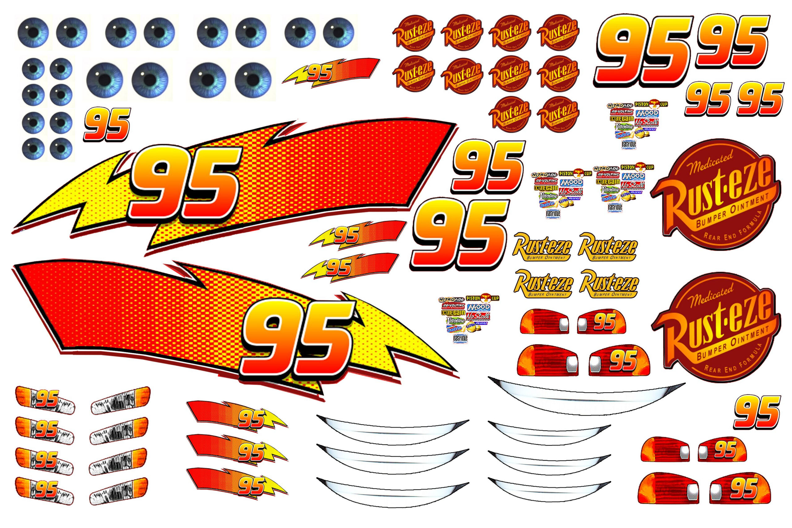 Lightning Mcqueen Body / Decals with Free Printable Lightning Mcqueen Decals