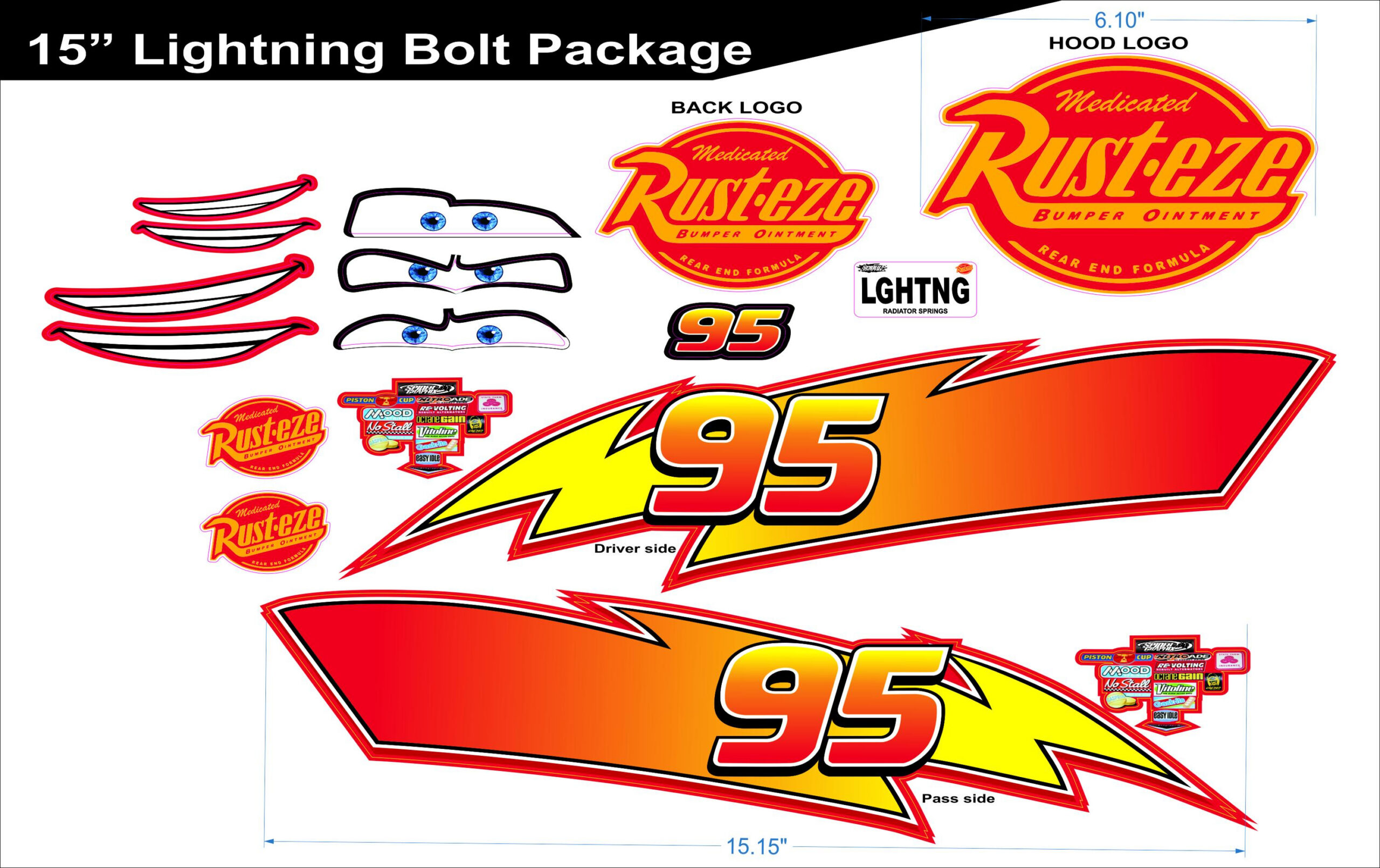Lightning Mcqueen Decals 15" - Etsy pertaining to Free Printable Lightning Mcqueen Decals