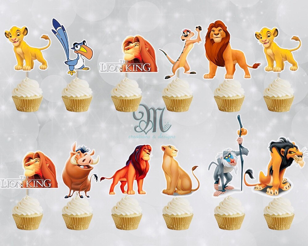 Lion King Cupcake Toppers: Birthday Party Decorations regarding Lion King Cupcake Toppers Printable