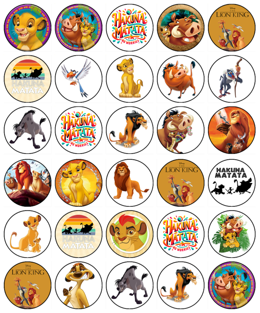 Lion King Edible Wafer Cupcake Toppers – Jungle Birthday Party inside Lion King Cupcake Toppers Printable