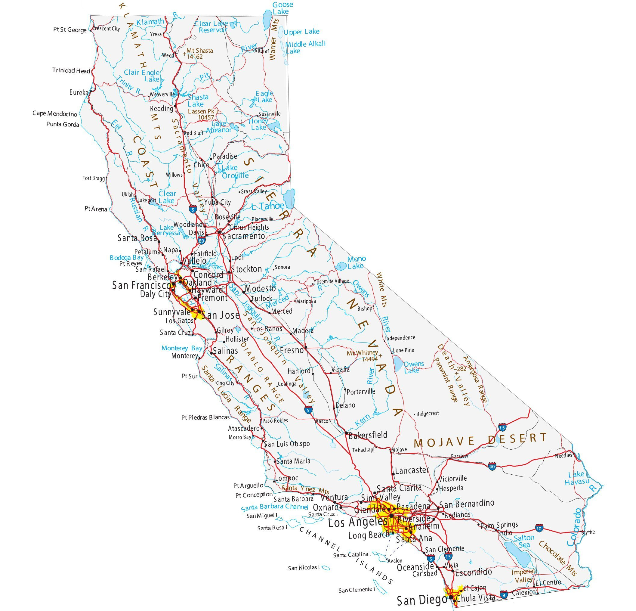 Map Of California - Cities And Highways - Gis Geography for California Map With Cities Printable