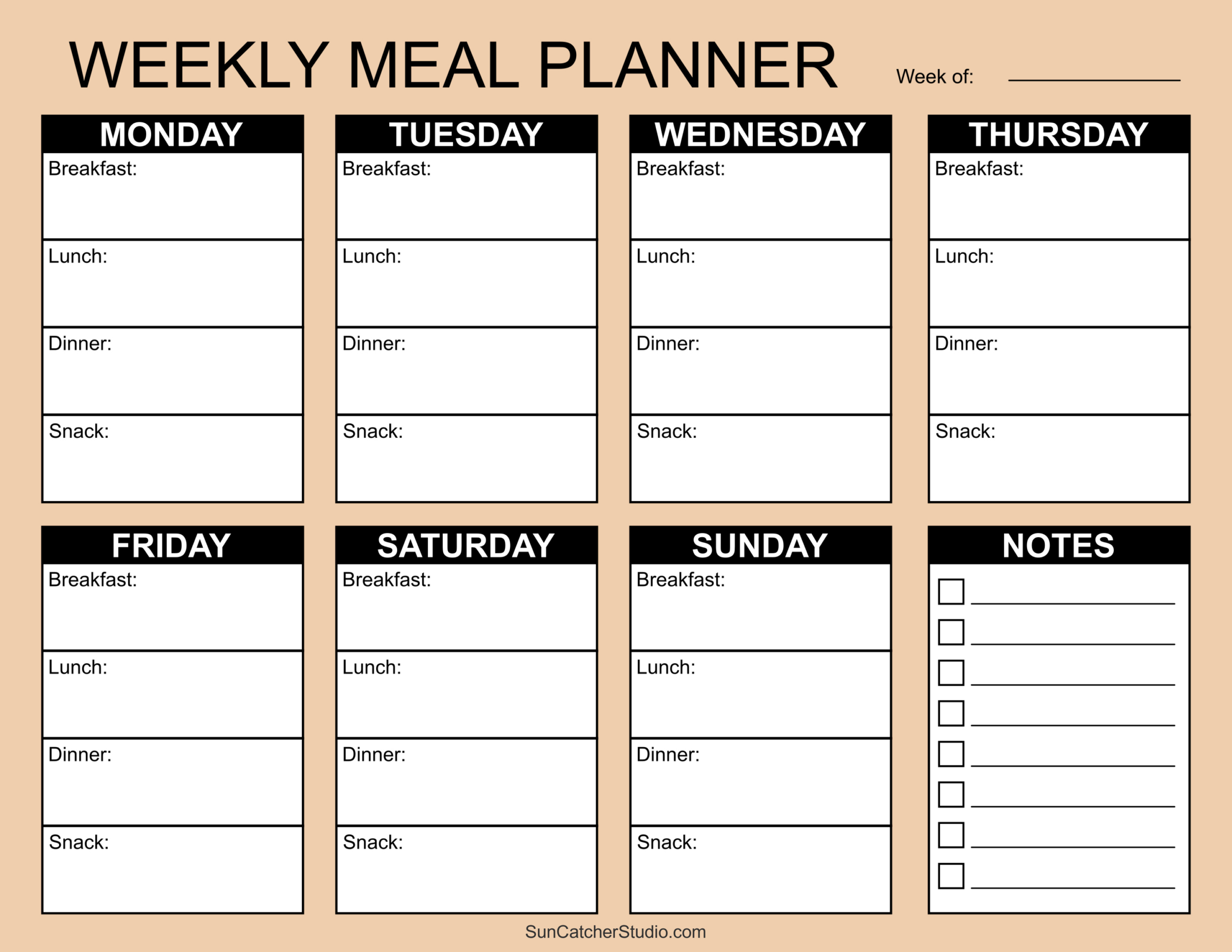 Meal Planners: Printable Weekly Menu Templates (Pdf) – Free throughout Printable Weekly Meal Planner Template