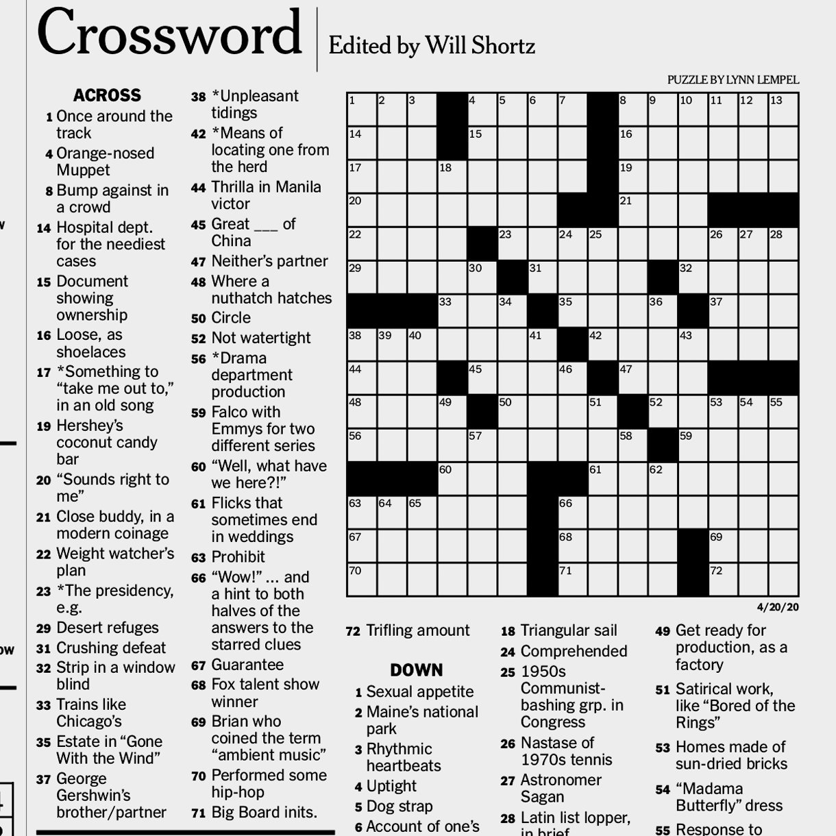 More Puzzles To Pass The Time - The New York Times intended for New York Times Crossword Puzzle Today Answers Free Printable