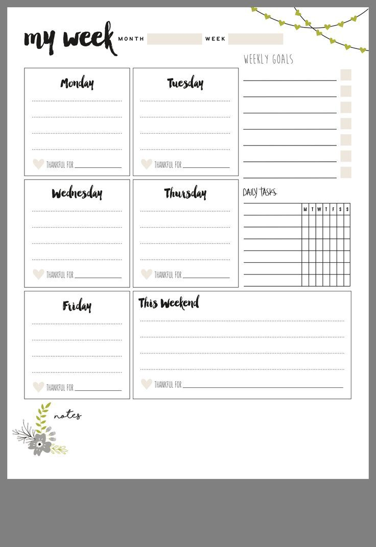 My Week At A Glance Weekly Planner regarding Week At a Glance Printable