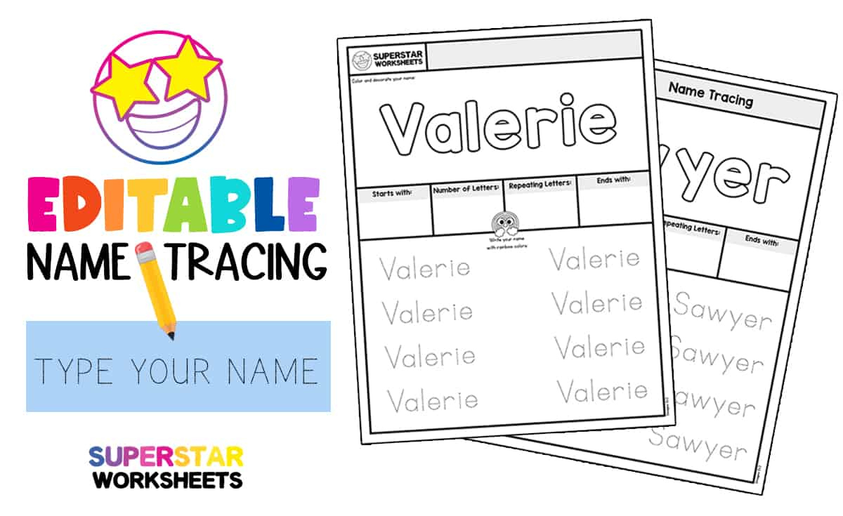 Name Tracing Worksheets - Superstar Worksheets in Editable Preschool Free Printable Name Tracing