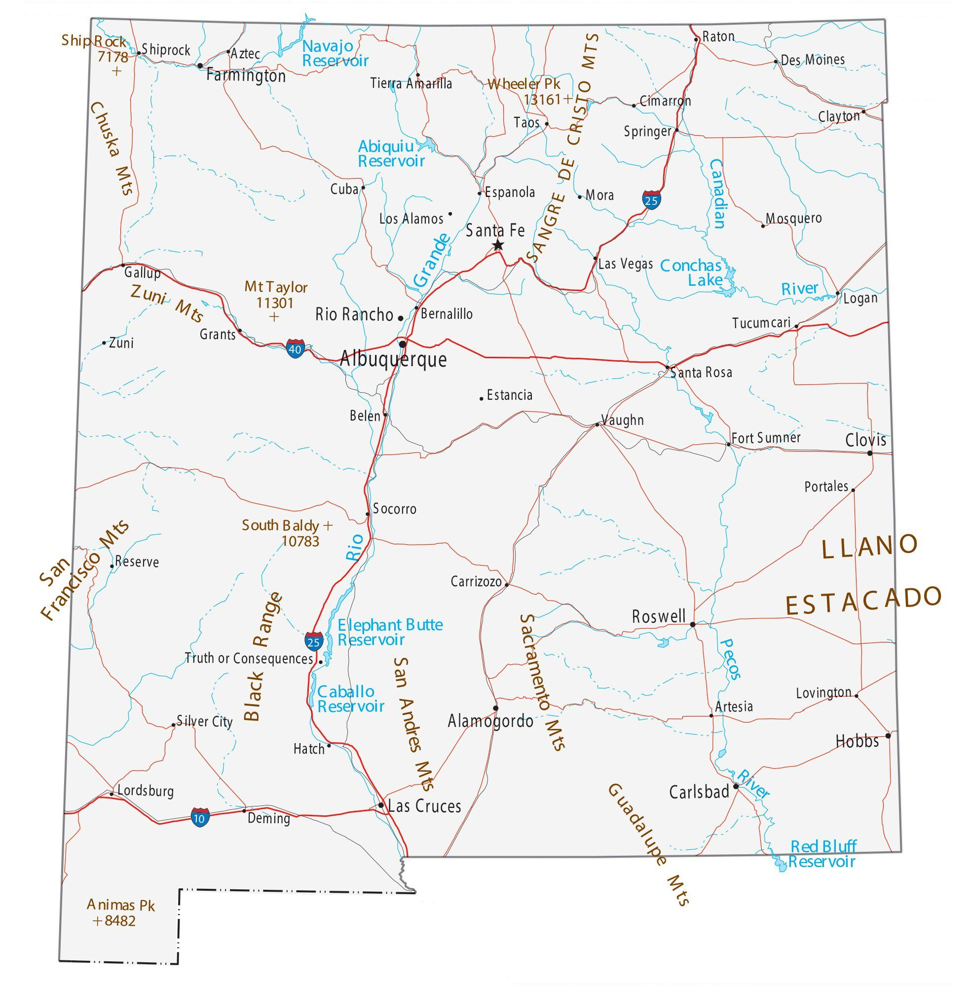 New Mexico Map - Cities And Roads - Gis Geography throughout Printable Map of New Mexico