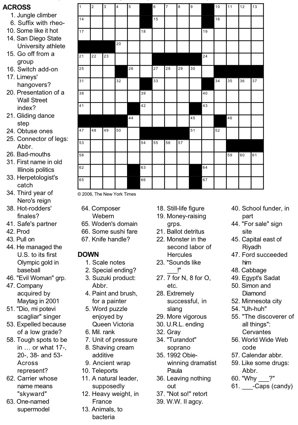 New York Times Crossword Puzzlegeorge Barany And Michael Shteyman with regard to New York Times Sunday Crossword Puzzle Printable