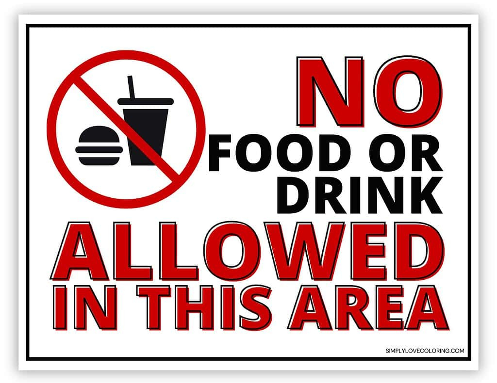 No Food Or Drink Sign Printable (Free Pdf Downloads) – Simply Love pertaining to No Food Or Drink Sign Printable