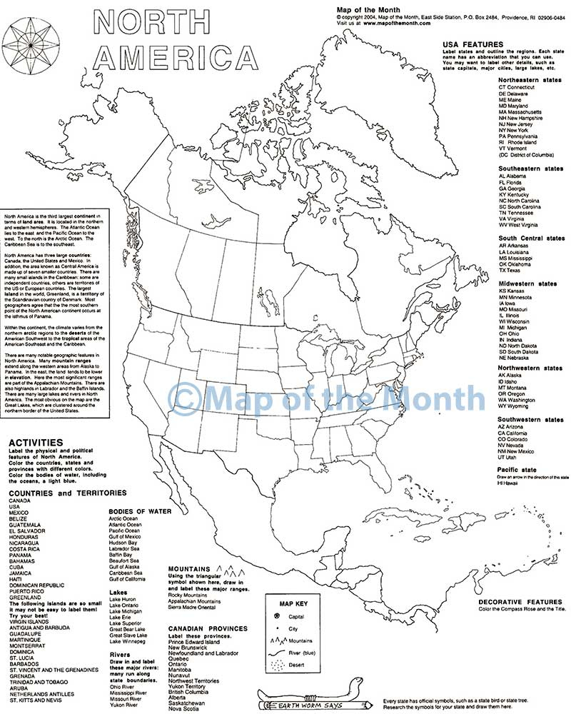 North America Map regarding Map Of North America Blank Printable