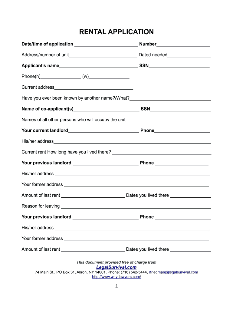Ny Friedman Ranzenhofer Rental Application Form - Fill Online regarding Rental Agreement Free Printable Forms