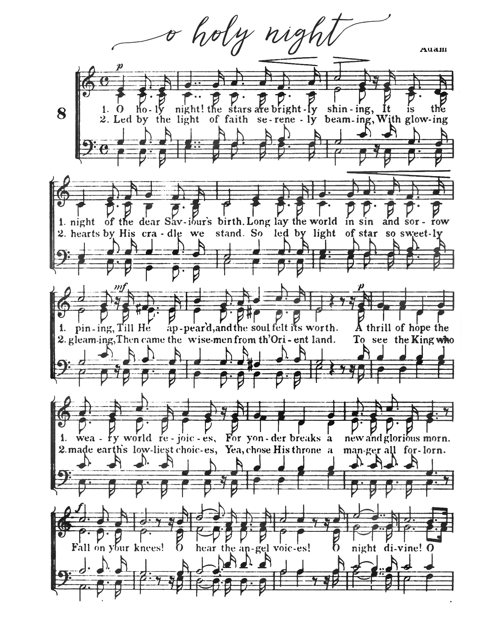 O Holy Night - Free Printable Christmas Sheet Music - Our within Christmas Sheet Music Printable Free
