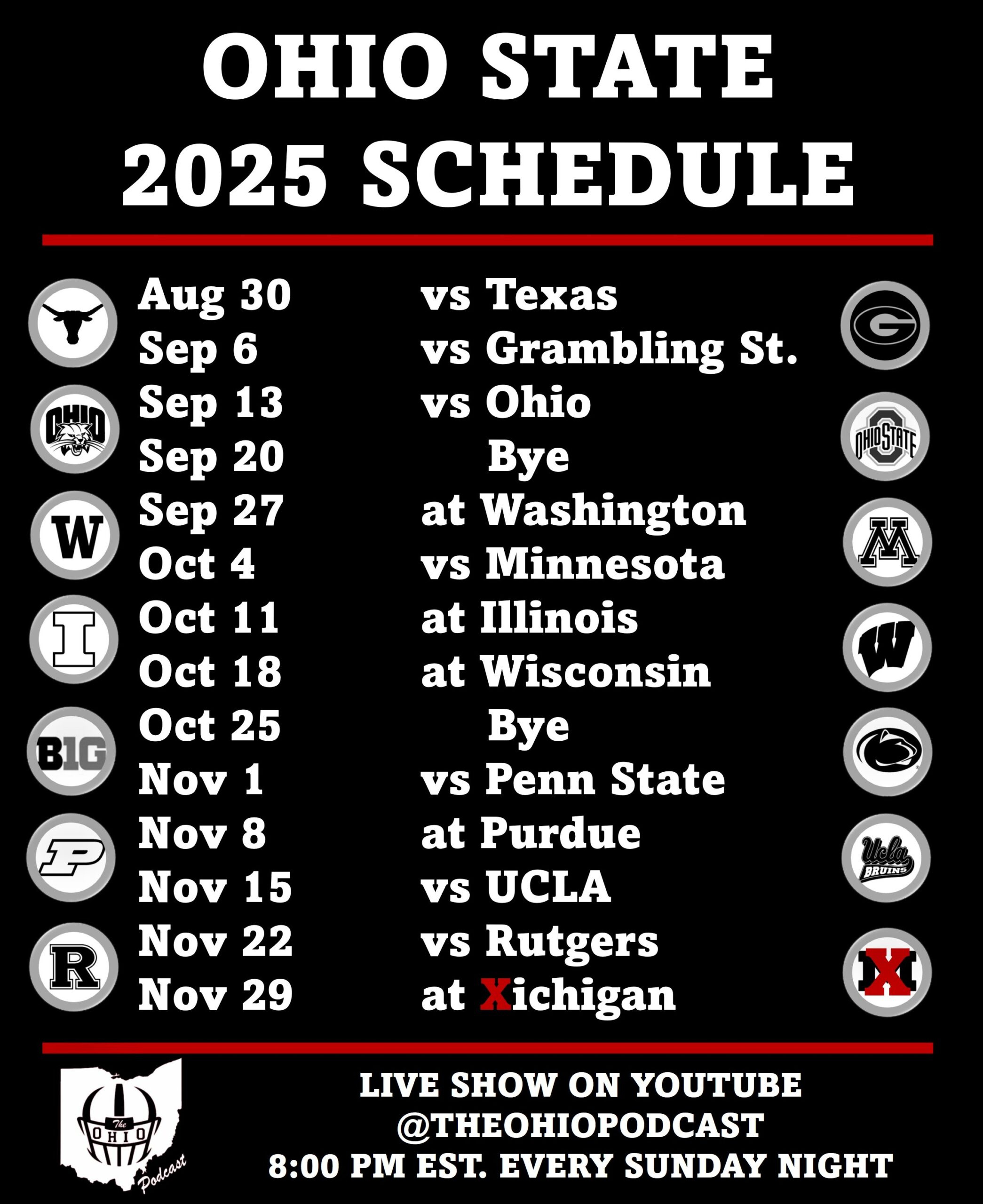 Ohio State 2025 Schedule - The Ohio Podcast with regard to Ohio State Buckeyes Football Schedule Printable