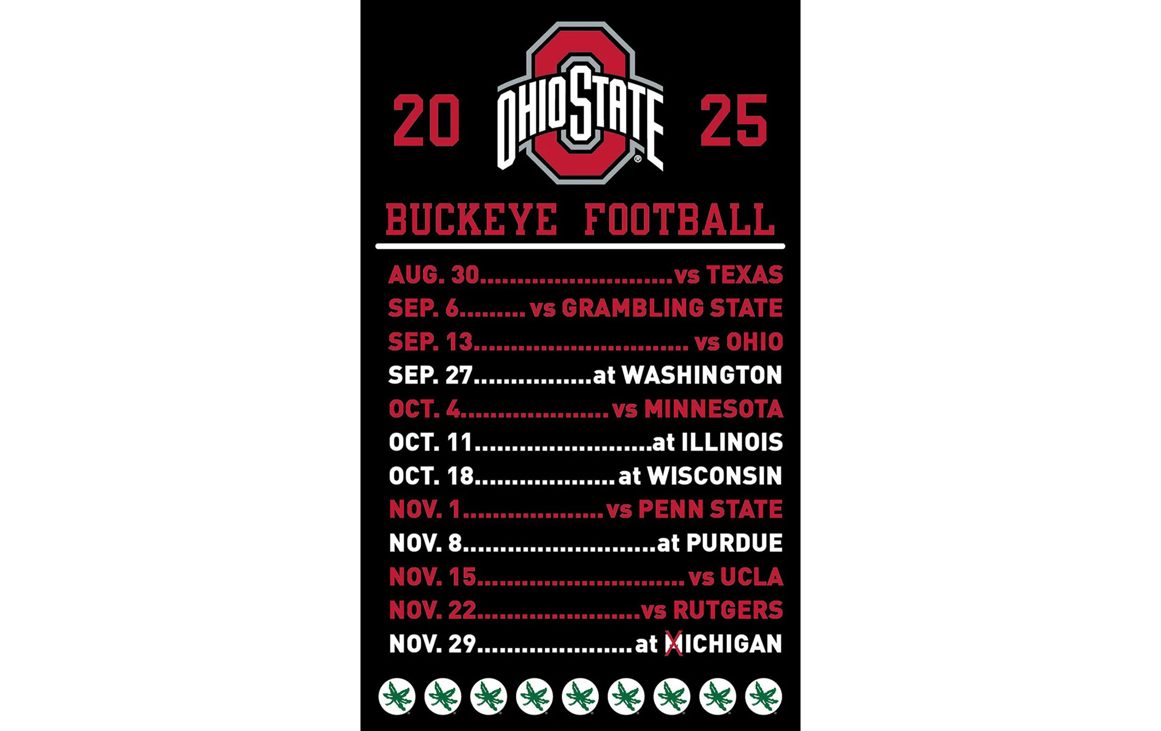 Ohio State Buckeyes Football Schedule 2025 | Gameday Grille And Patio throughout Ohio State Buckeyes Football Schedule Printable