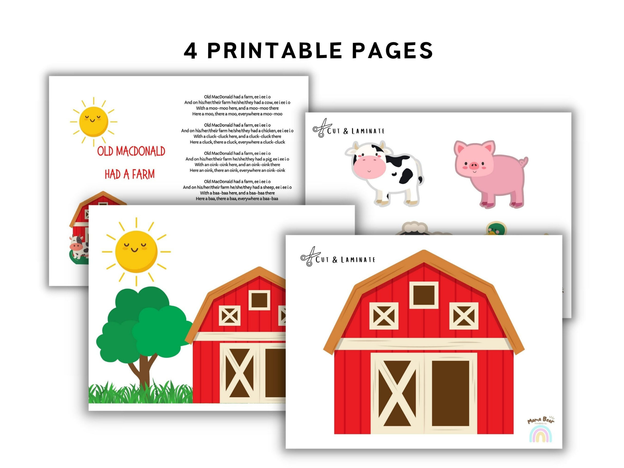 Old Macdonald Had A Farm Printable Props. Nursery Rhymes, Baby And throughout Old Macdonald Had a Farm Printables