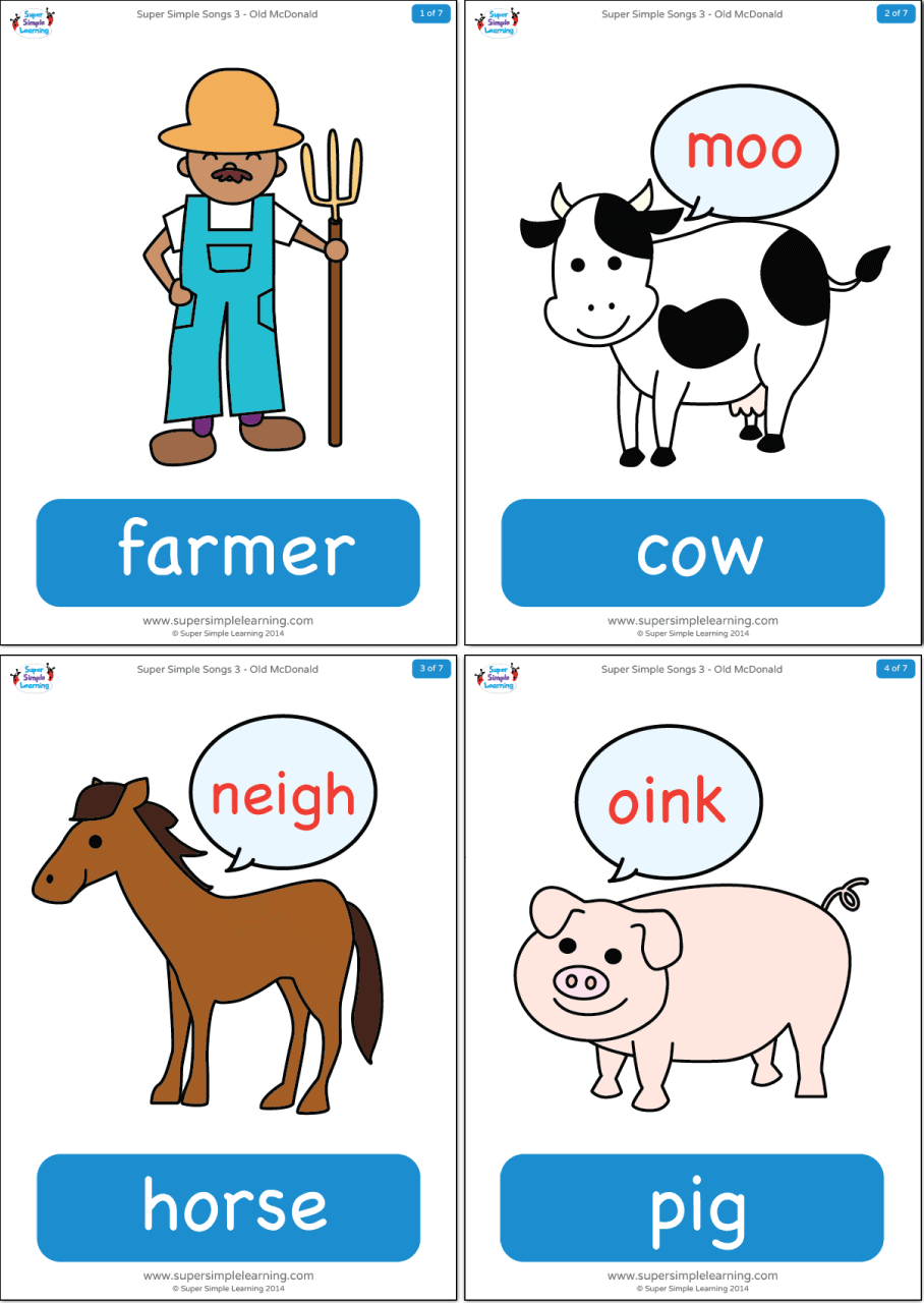 Old Mcdonald Flashcards - Super Simple intended for Old Macdonald Had A Farm Printables