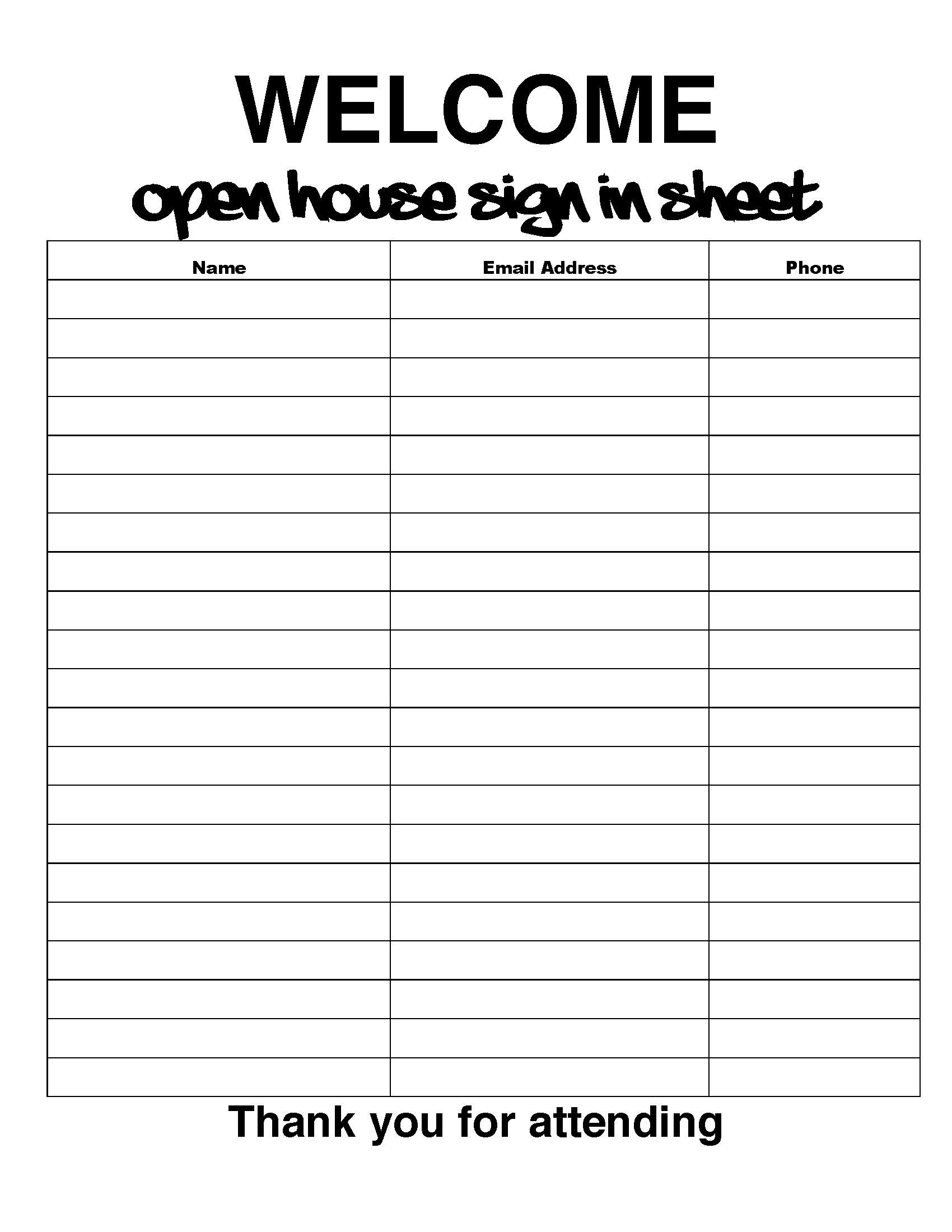 Open House Sign-In Sheet | Real Estate Lead Generation (Pdf) - Etsy intended for Open House Sign In Sheet Printable