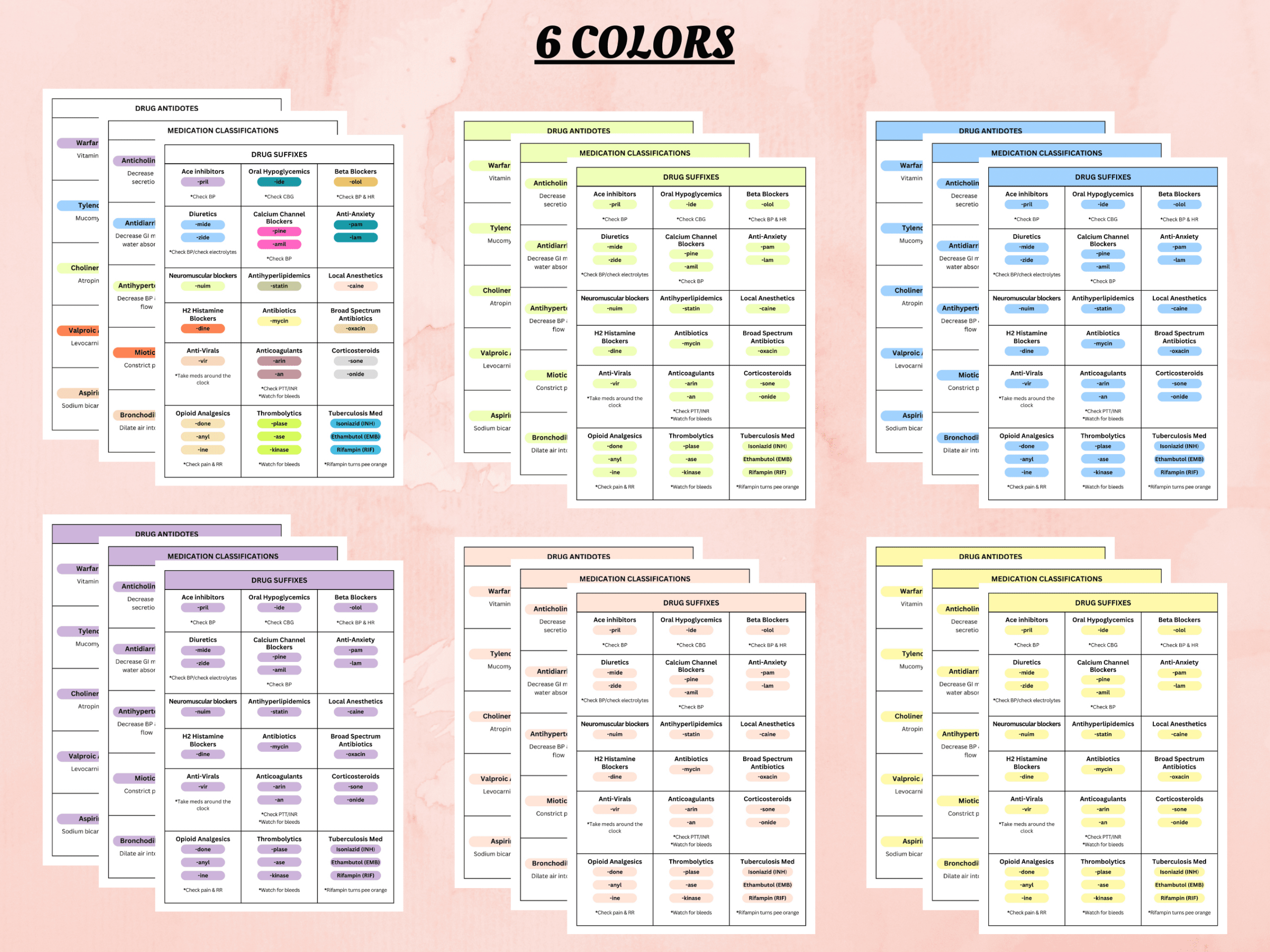 Pharmacology Cheat Sheet Bundle intended for Printable Medication Cheat Sheet For Nurses