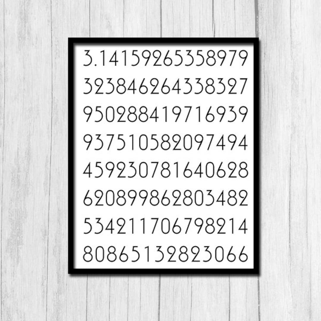 Pi Poster Printable Art Digits Of Pi Math Poster Instant Download regarding 100 Digits Of Pi Printable