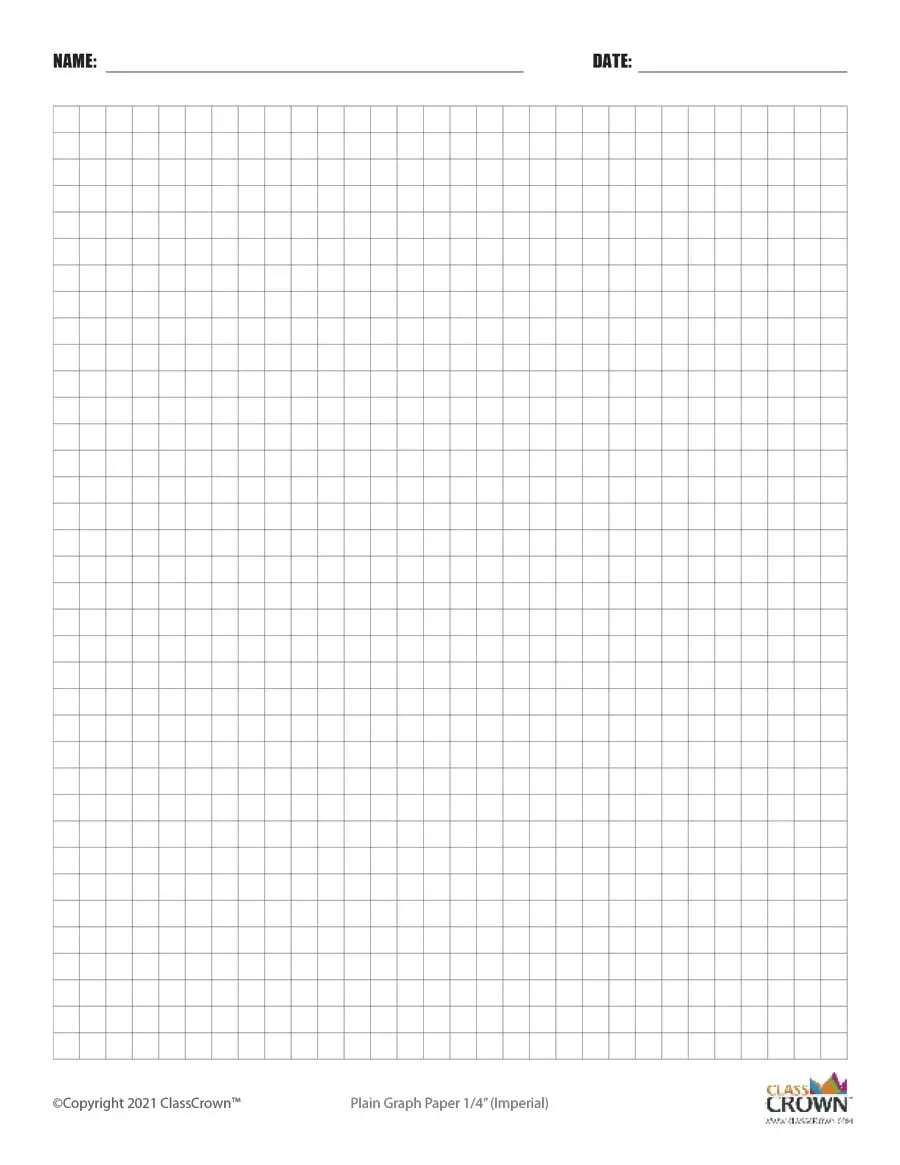 Plain Graph Paper With Name Block | Classcrown regarding 1/4 Inch Graph Paper Printable