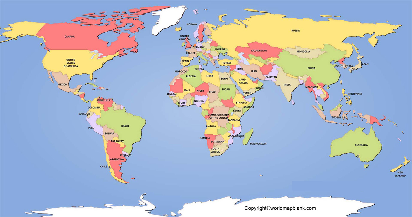 Politische Weltkarte Zum Ausdrucken – Kostenloser Download throughout Printable World Map with Countries