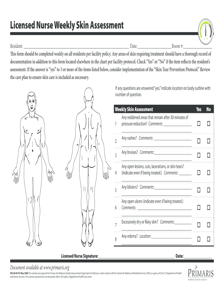 Primaris Mo-08-09-Pu Form - Fill Online, Printable, Fillable intended for Free Printable Skin Assessment Forms