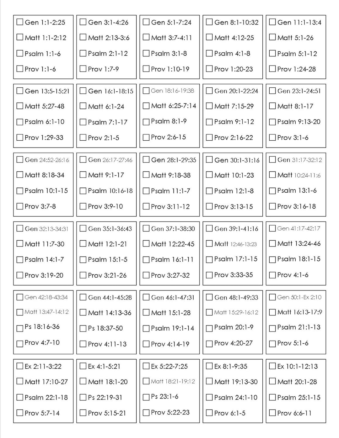 Printable Bible Reading Plan | Read The Bible In One Year - Etsy inside Printable 1 Year Bible Reading Plan