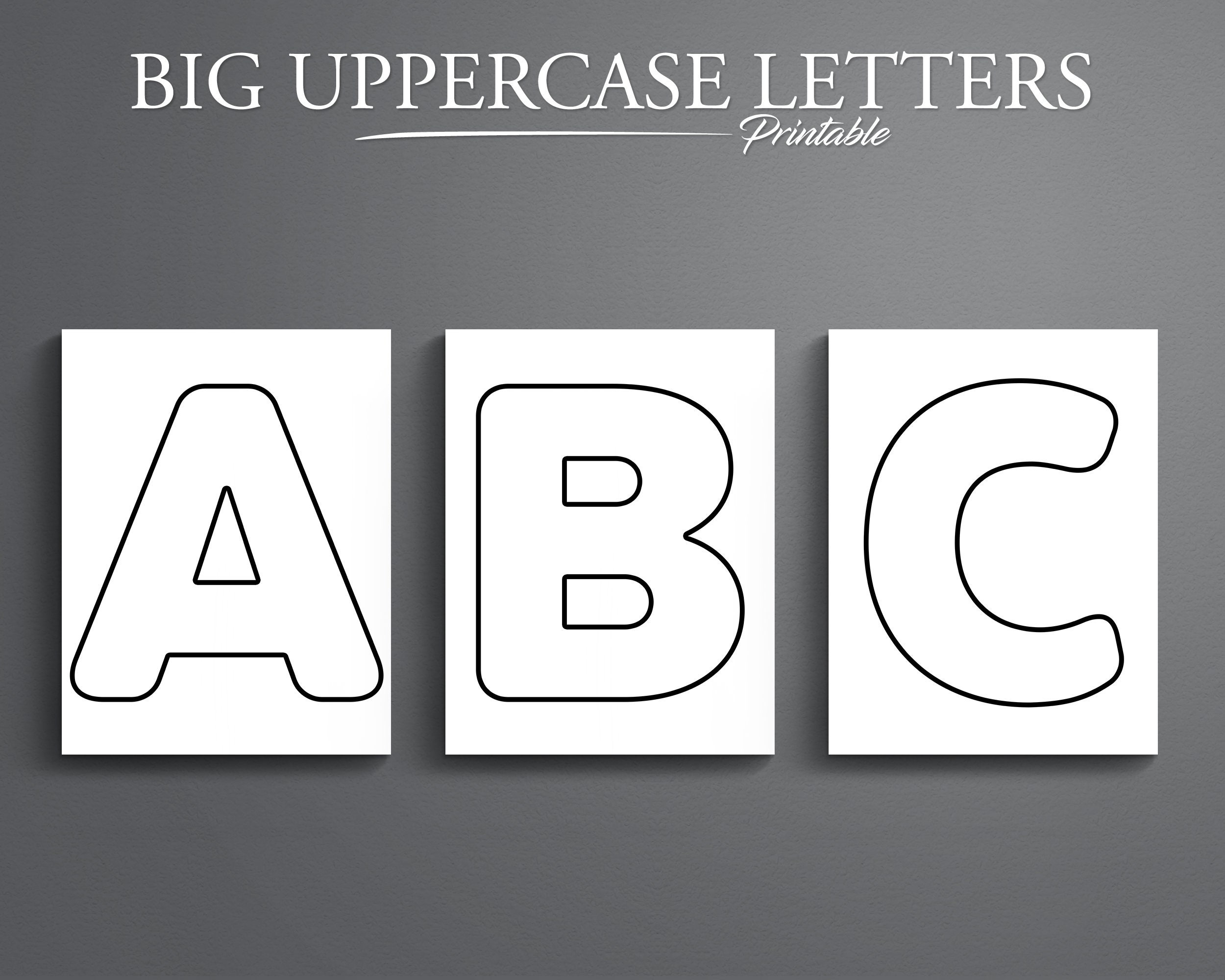Printable Big Uppercase Letters. Printable Alphabet. 26 Pages. - Etsy inside Big Printable Letters Of The Alphabet