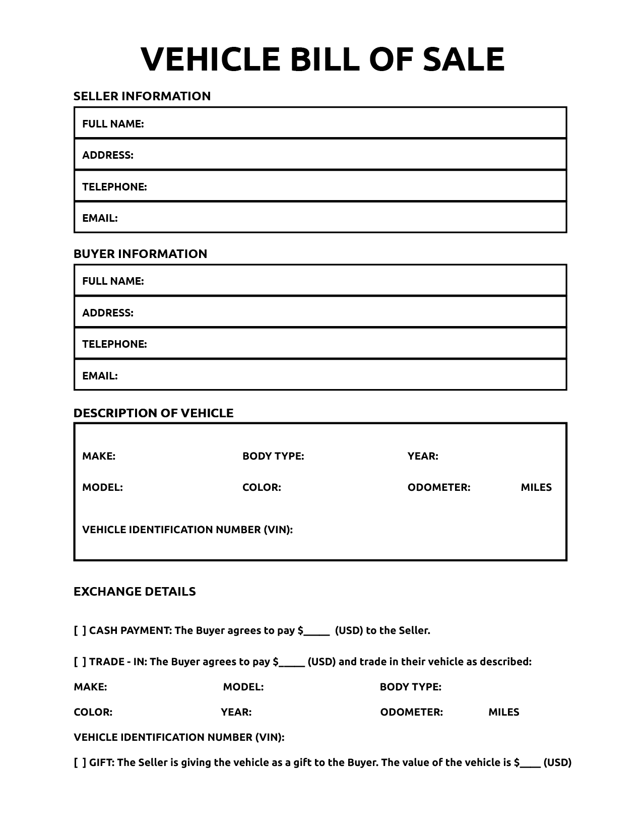 Printable Bill Of Sale For Vehicle - World Of Printables throughout Free Printable Bill Of Sale Car