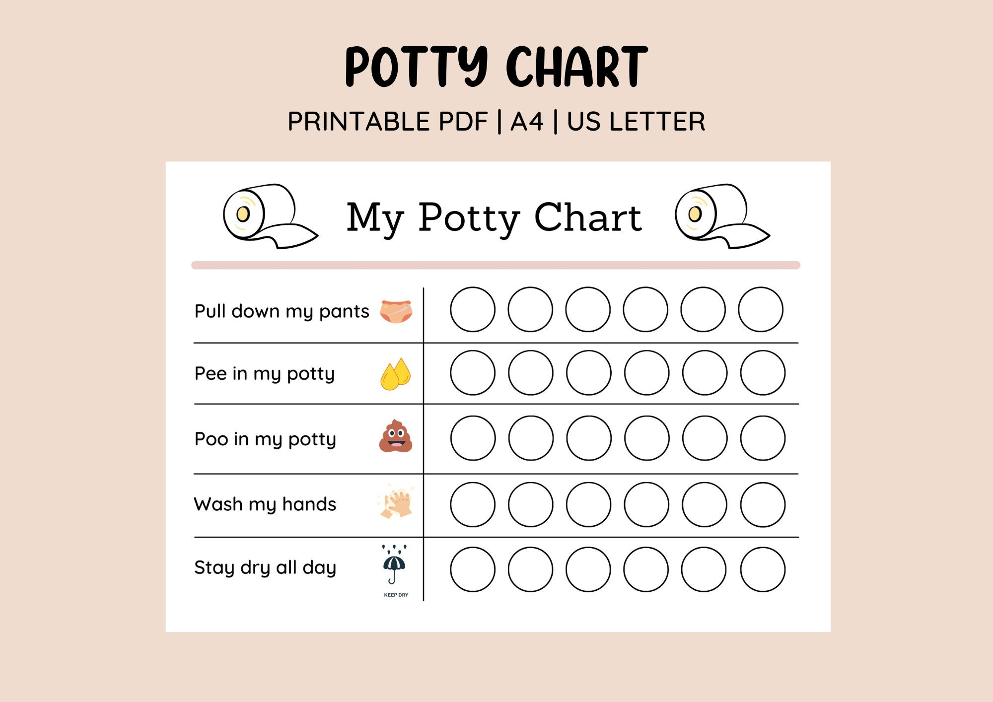Printable Cute Potty Training Chart • Sticker Chart • Printable throughout Potty Training Sticker Chart Printable