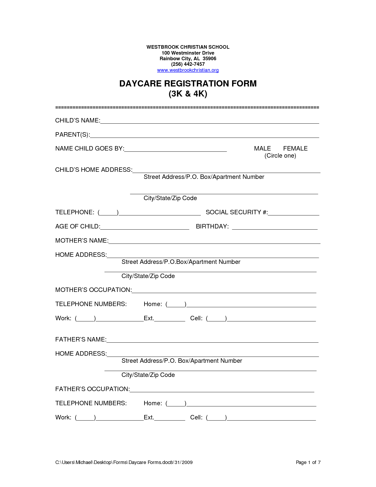 Printable Daycare Application Form For Parents - Printable Party pertaining to Printable Daycare Application Form For Parents