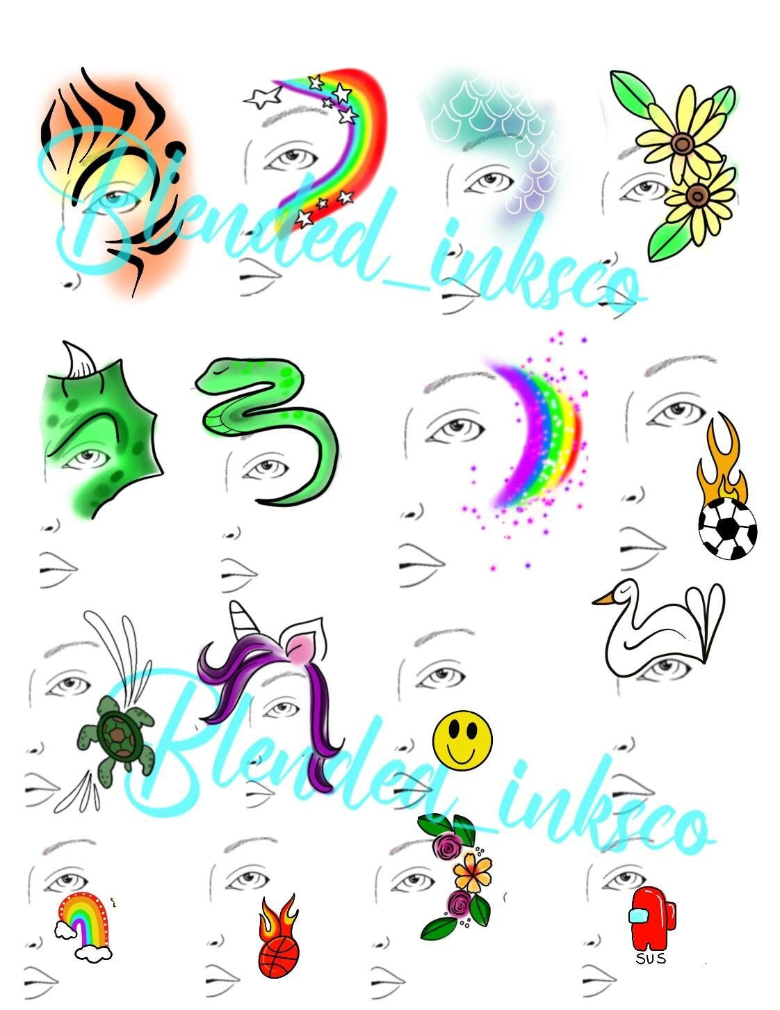 Printable Face Painting Choice Board - Etsy Uk pertaining to Beginner Simple Face Painting Designs Printable