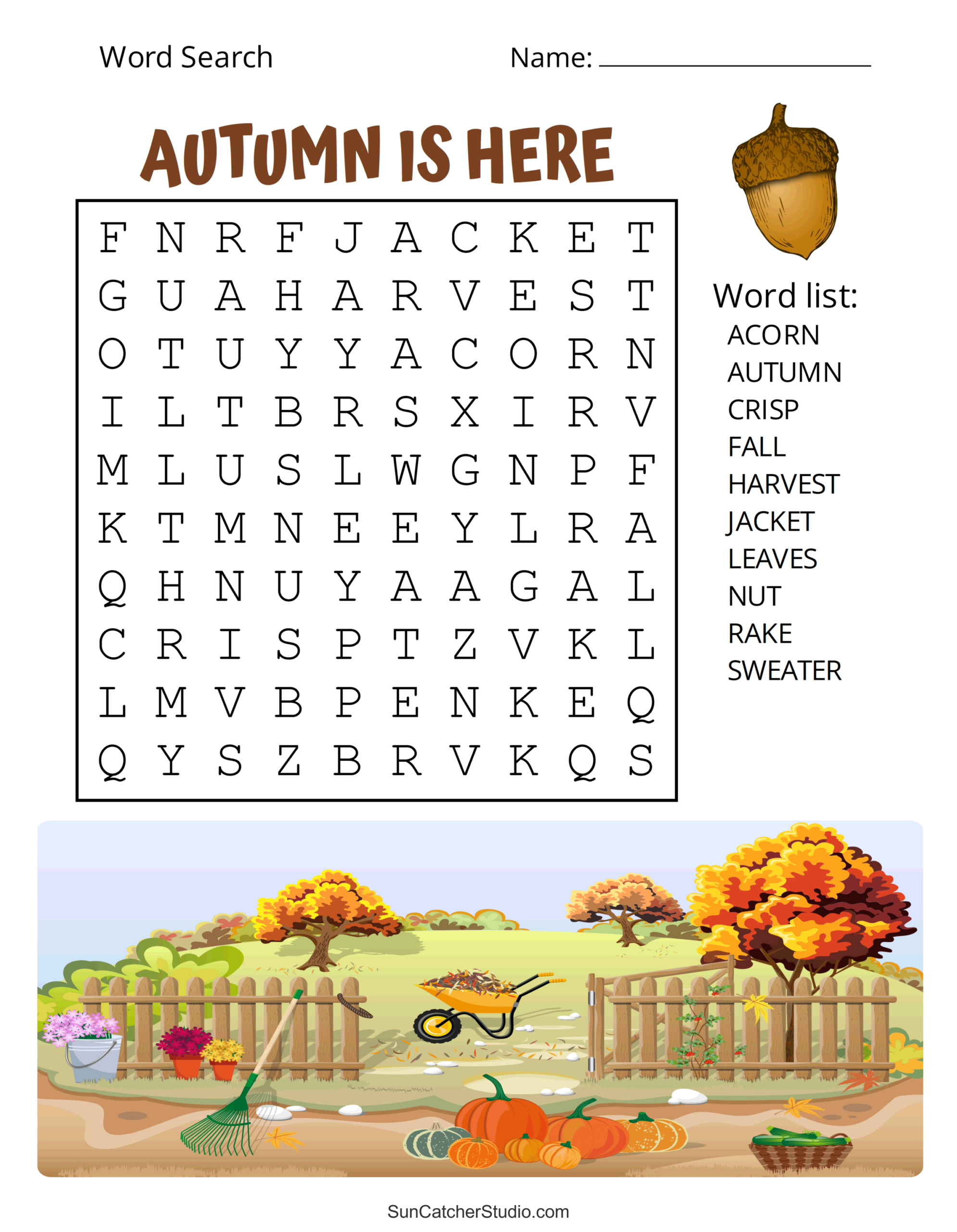 Printable Fall Word Search Puzzles (Autumn Word Search) – Free for Fall Word Search Puzzles Printable