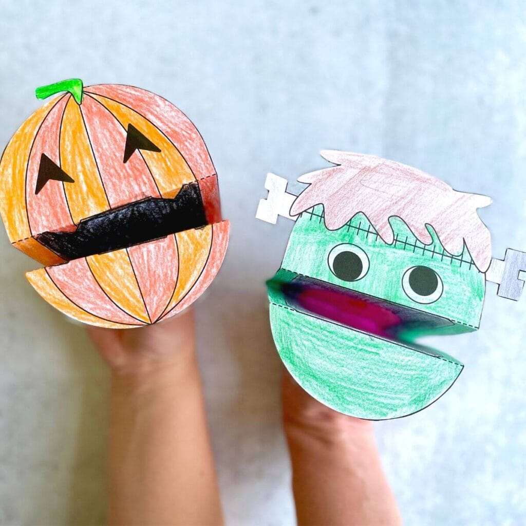 Printable Halloween Puppets - Easy Halloween Coloring Crafts inside Halloween Crafts For Preschoolers Printable