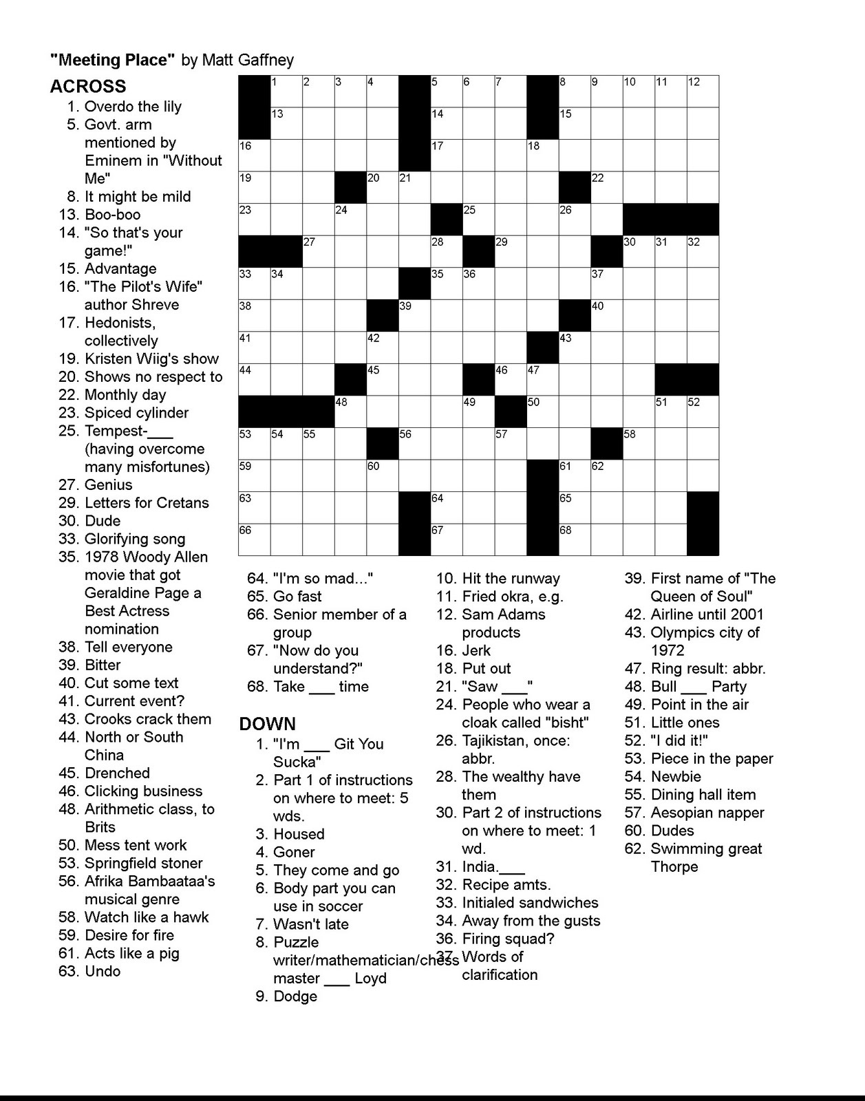 Printable La Times Crossword Puzzle - Printable Templates inside Los Angeles Times Crossword Puzzle For Today Printable
