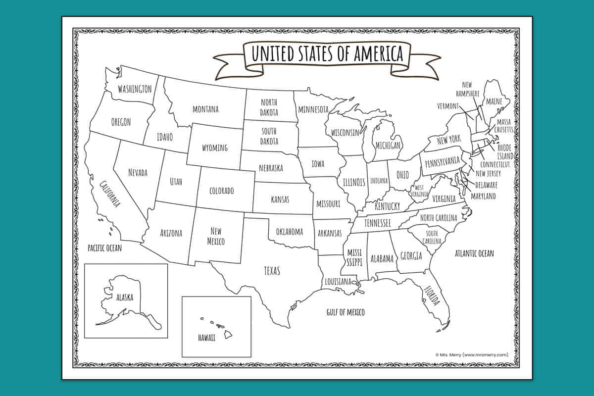 Printable Map Of The United States | Mrs. Merry throughout Printable Map Of United States With State Names