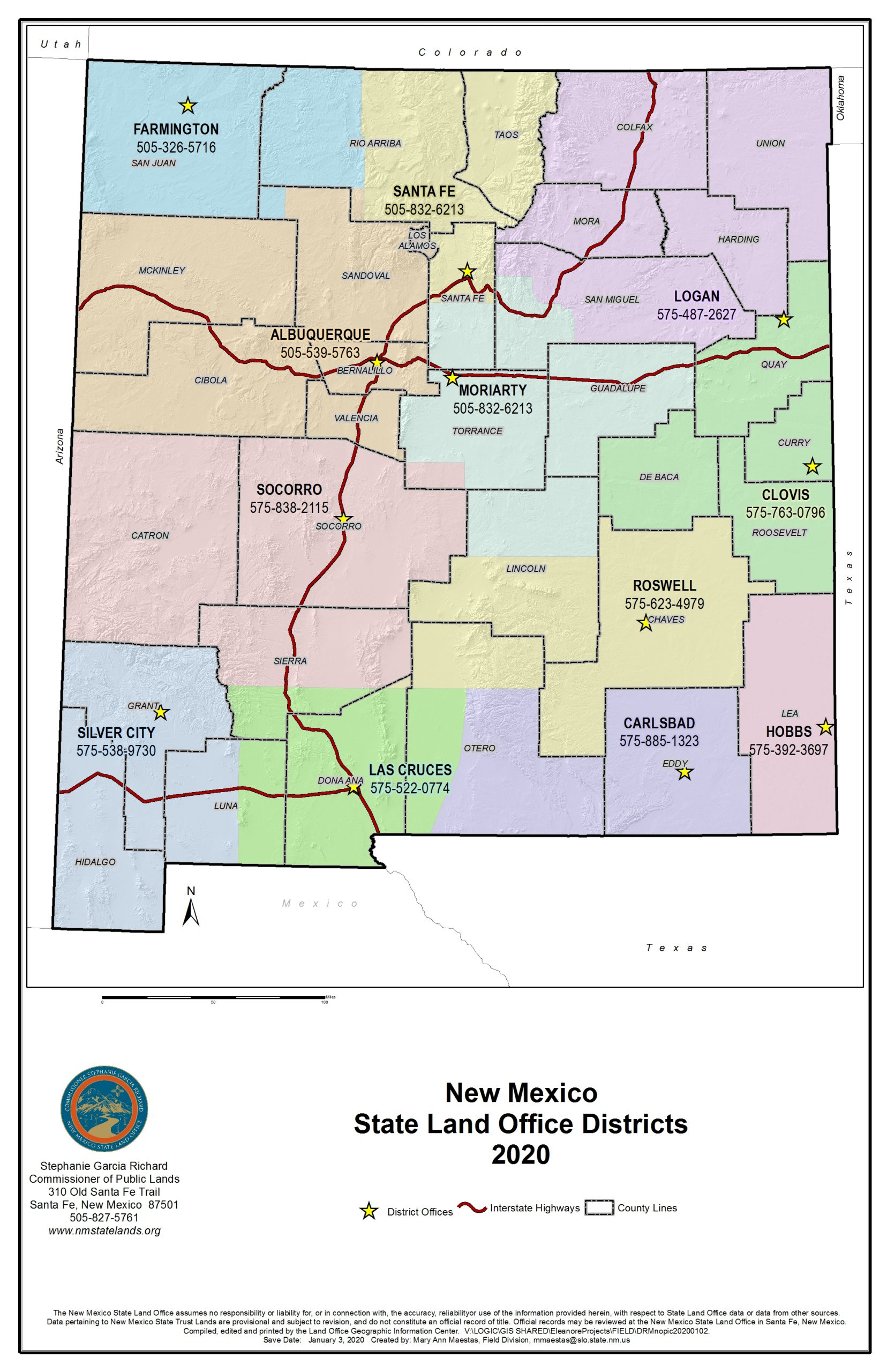 Printable Maps | Nm State Land Office regarding Printable Map of New Mexico