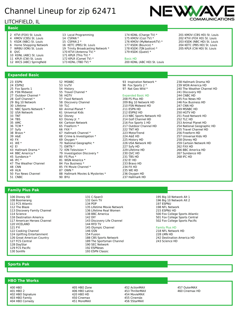 Printable Spectrum Channel Guide: Fill Out & Sign Online | Dochub intended for Printable Spectrum Tv Packages Channel List