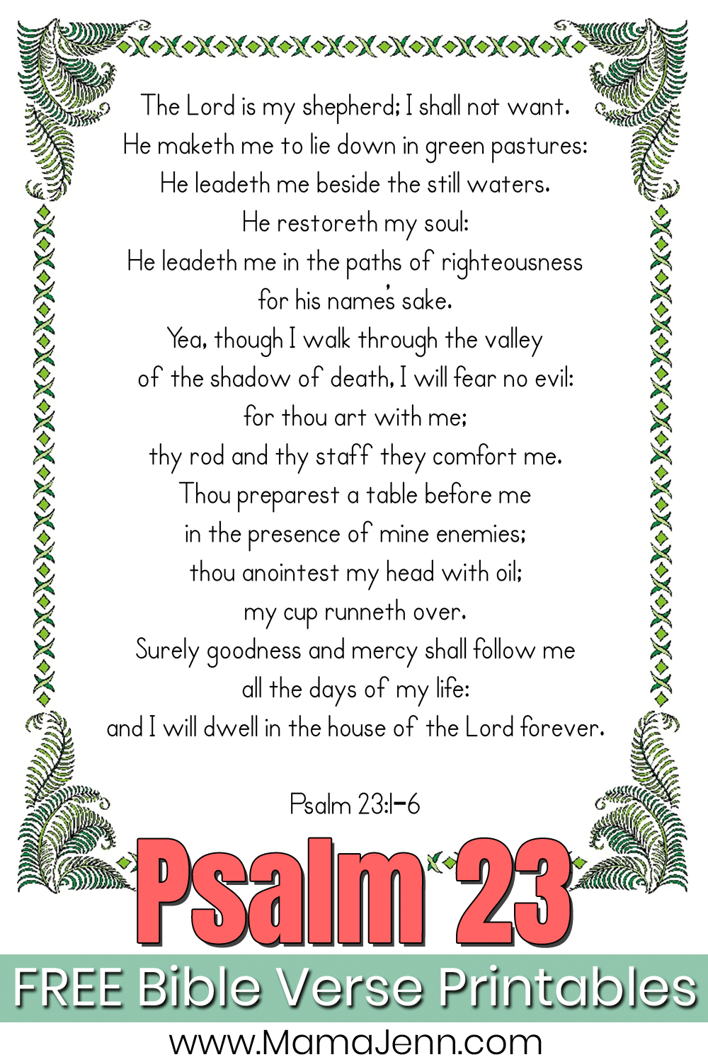 Psalm 23 Bible Verse Printables - Free Mini Posters To Download with regard to Free Printable Psalm 23 Kjv Printable