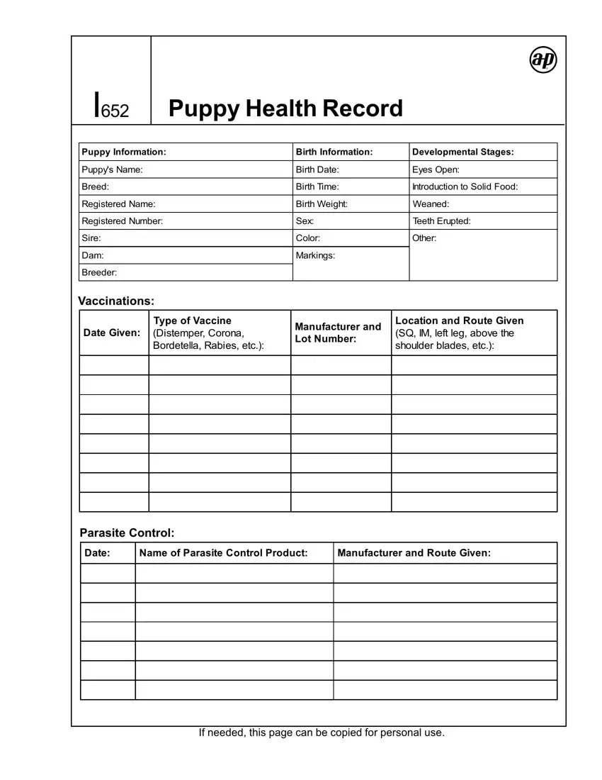 Puppy Health Record ≡ Fill Out Printable Pdf Forms Online in Dog Vaccination Record Printable Free