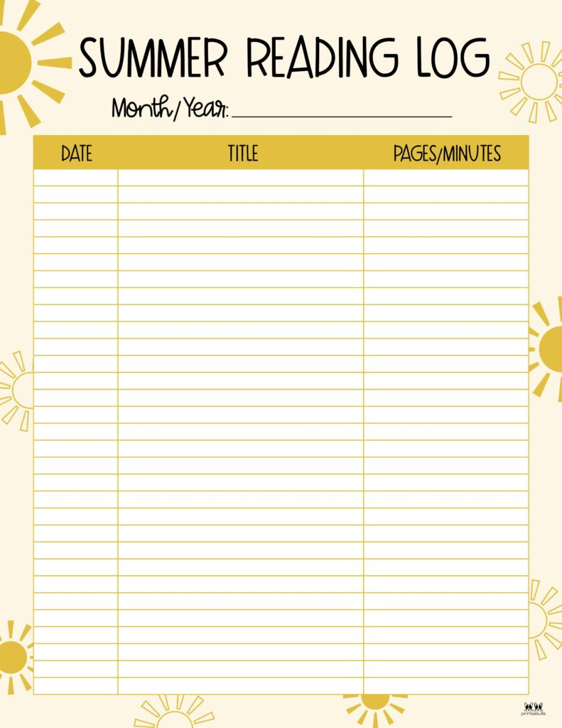 Reading Logs - 21 Free Printables | Printabulls intended for Free Printable Summer Reading Log