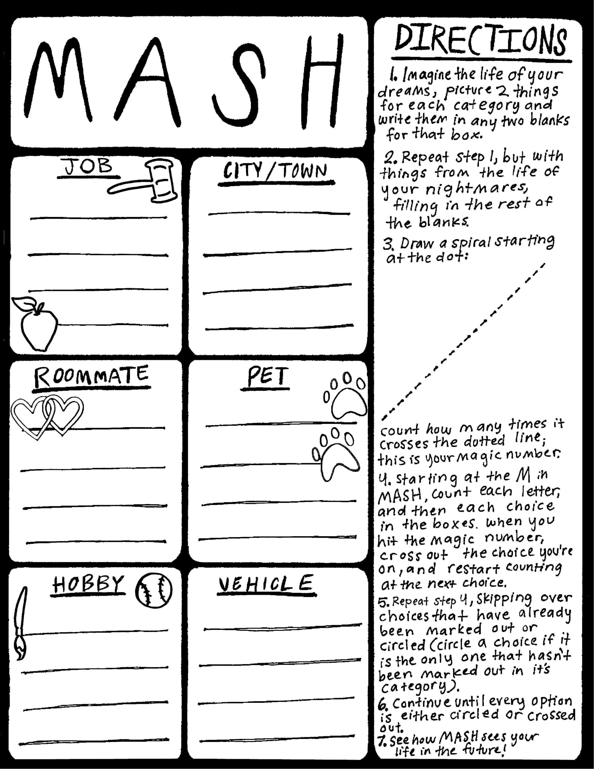 Rookie » Printable Mash Game intended for M.A.S.H Game Printable