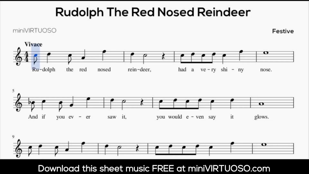 Rudolph The Red Nosed Reindeer Sheet Music Free for Free Printable Rudolph The Red Nosed Reindeer Sheet Music Free