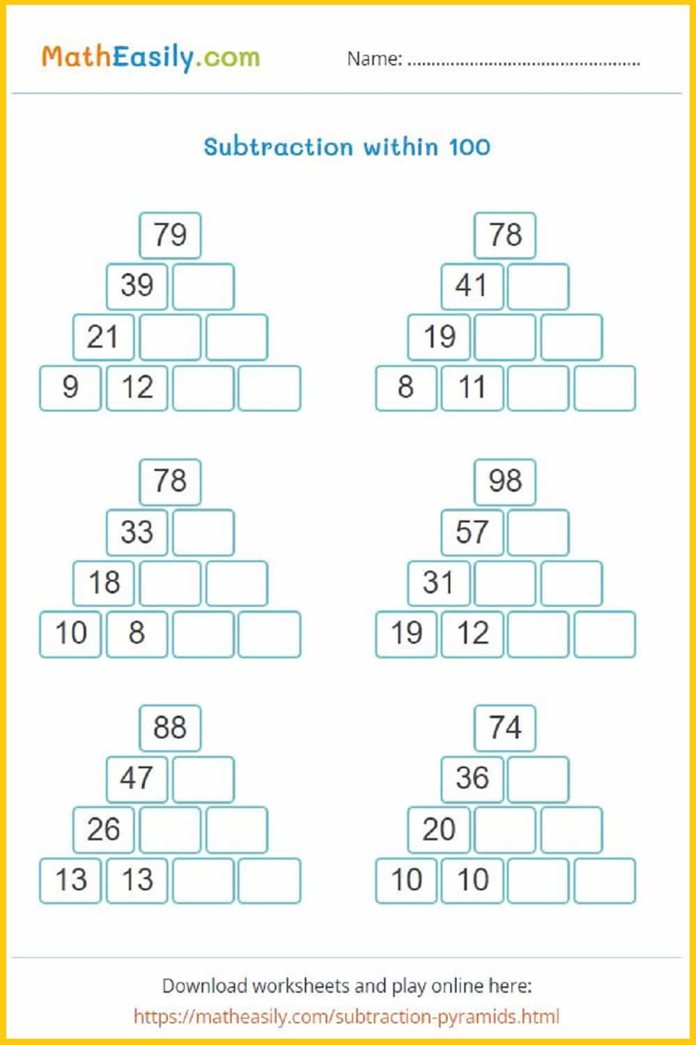 Second Grade Math Worksheets Pdf | Free Download with Math Games For 2nd Graders Printable