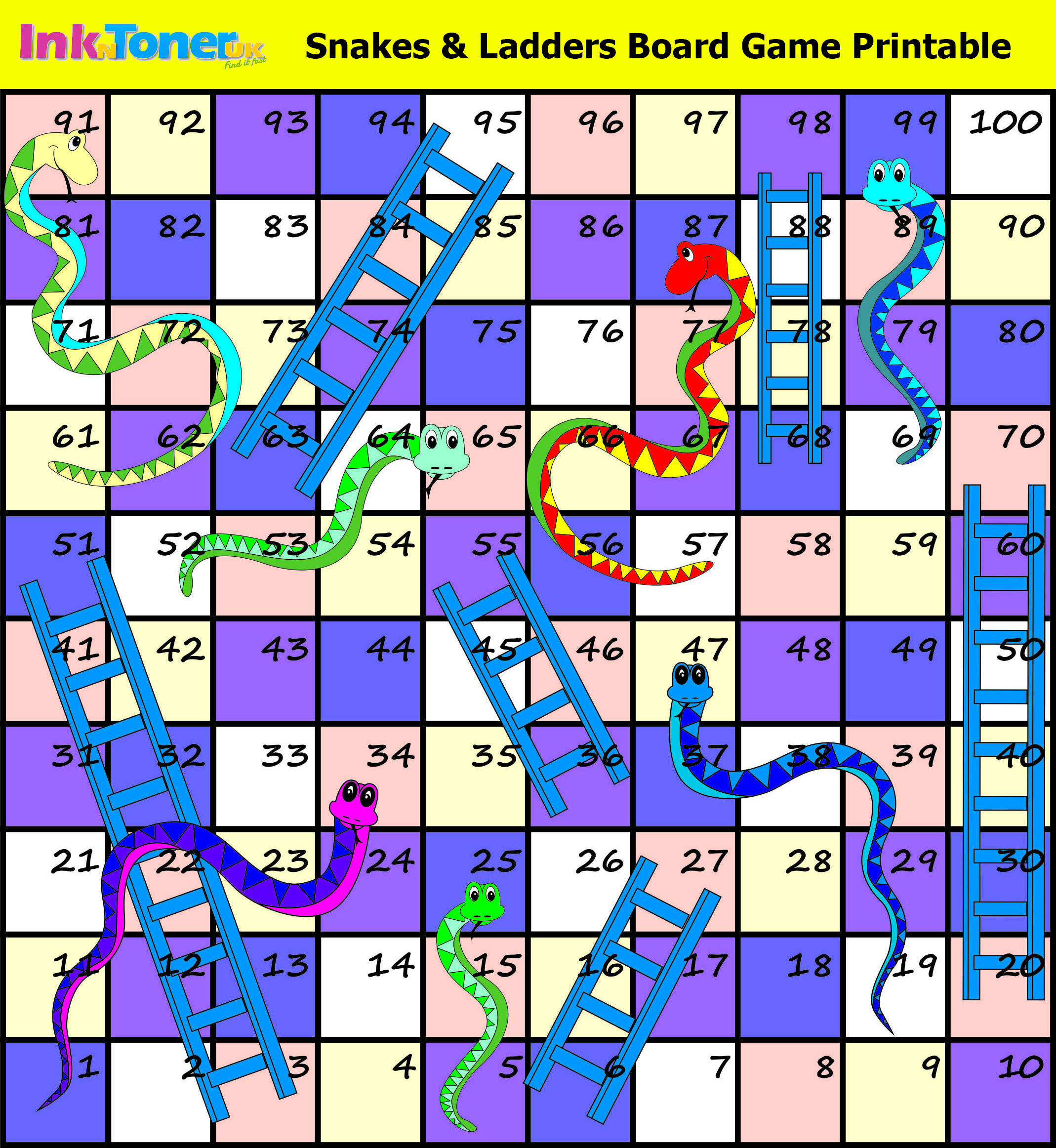 Snakes And Ladders Printable Board Game | Inkntoneruk Blog for Snake And Ladder Game Printable