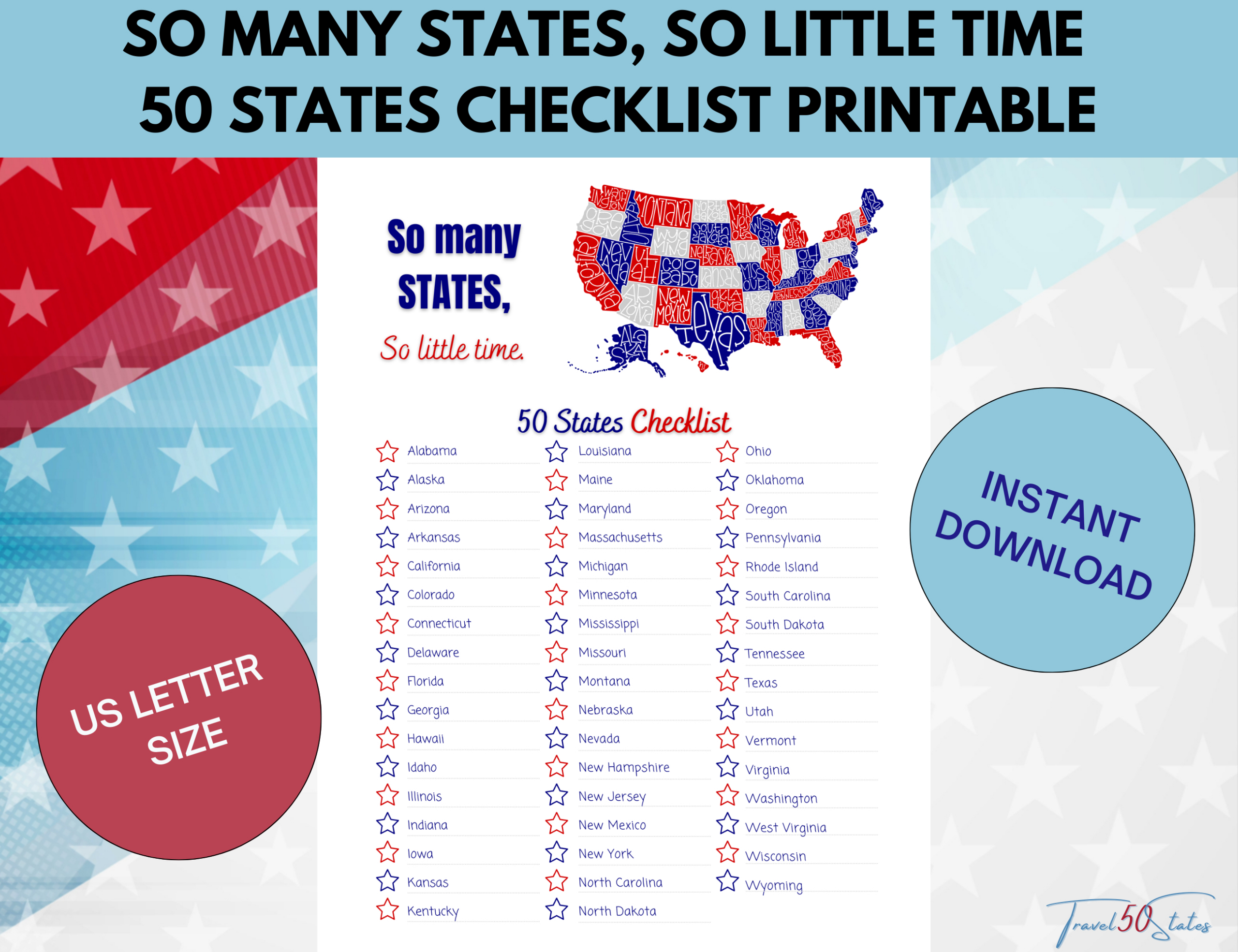 So Many States 50 United States Checklist Printable intended for Printable List Of States In Usa