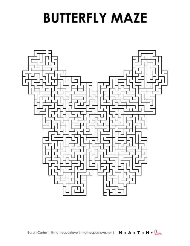 Spring Butterfly Maze Printable | Math = Love regarding Free Printable Mazes For Adults