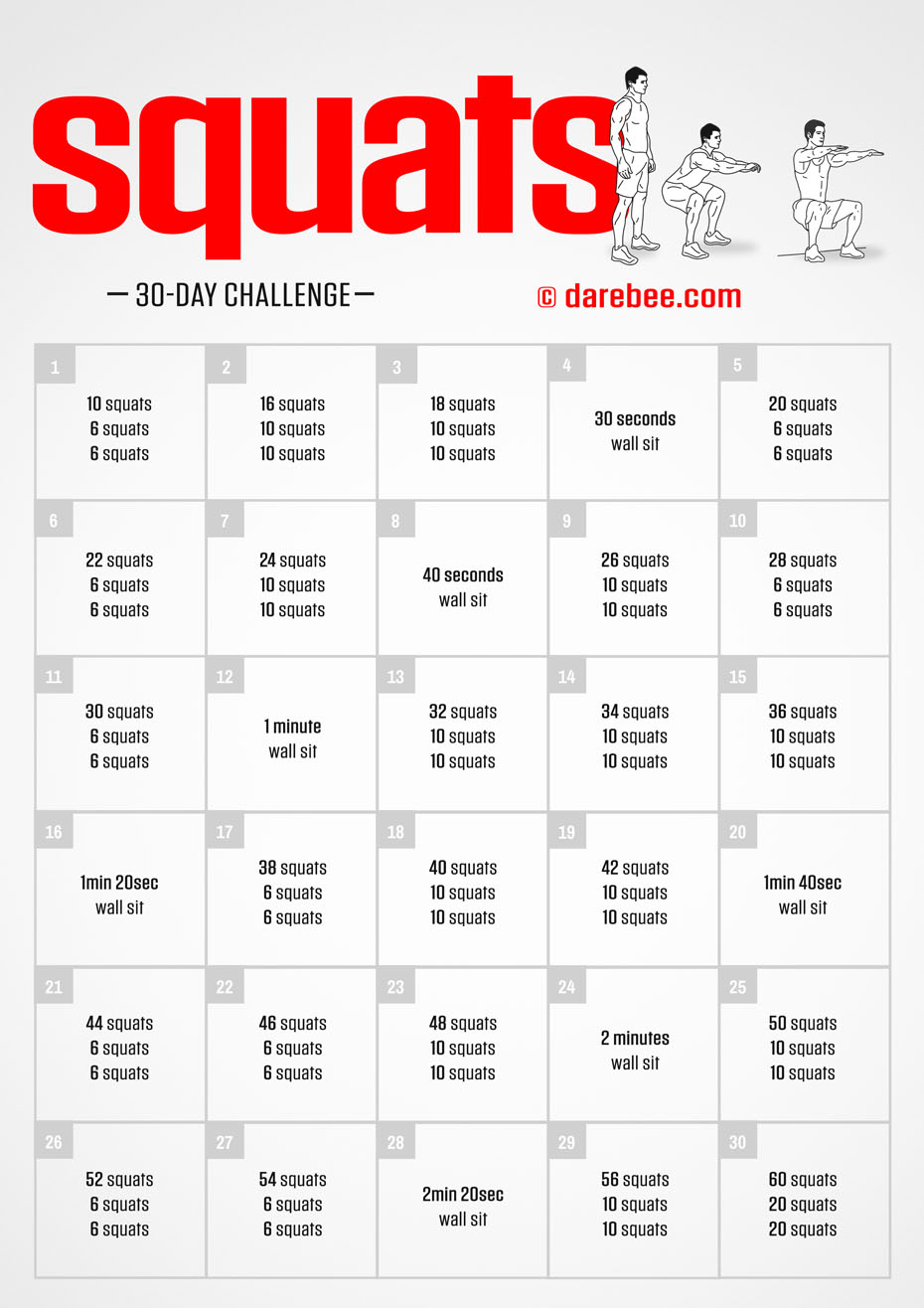 Squat Challenge regarding 30 Day Squat Challenge Printable