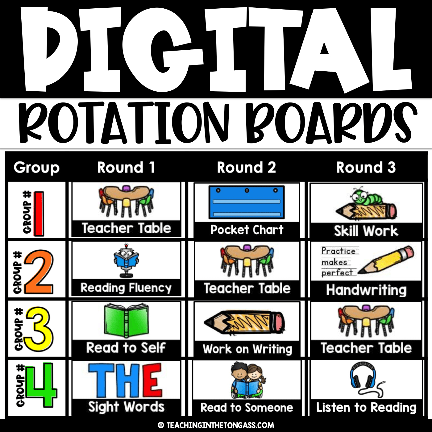 Station Center Rotation Slides With Timers Reading Writing Math for Free Center Rotation Chart Printable