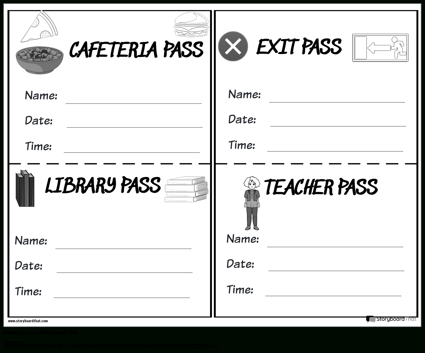 Storyboard That: Free Printable Hall Passes For Classrooms in Free Printable Hall Passes For Middle School
